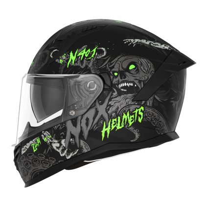 přilba N401 ZUMBI, NOX (černá matná,neon zelená) 2025 (Velikost XS)