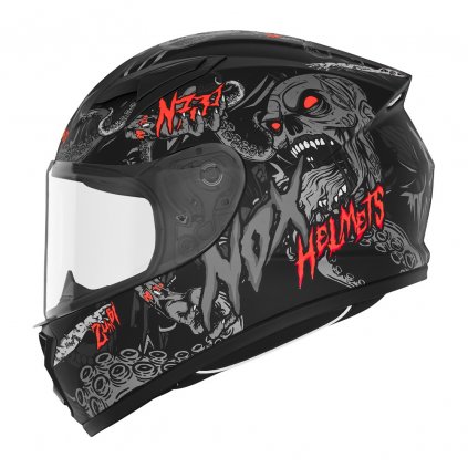 přilba N731 ZUMBI, NOX, dětská (černá matná,červená) 2025 (Velikost S (obvod 47 - 48 cm))