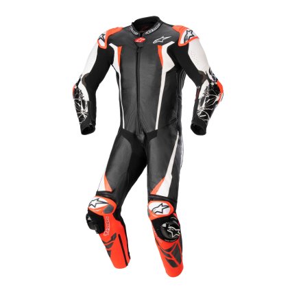 jednodílná kombinéza RACING ABSOLUTE 2, TECH-AIR kompatibilní, ALPINESTARS (černá/bílá/červená fluo) 2026 (Velikost 48)
