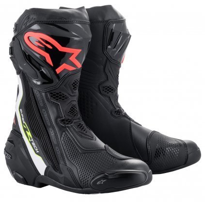 boty SUPERTECH R, ALPINESTARS (černá/bílá/červená fluo/žlutá fluo) 2025 (Velikost 38)