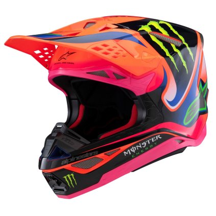 přilba SUPERTECH S-M10 edice HAIDEN DEEGAN, ALPINESTARS (oranžová fluo/fialová/růžová/zelená) 2026 (Velikost XS (obvod 53 - 54 cm))