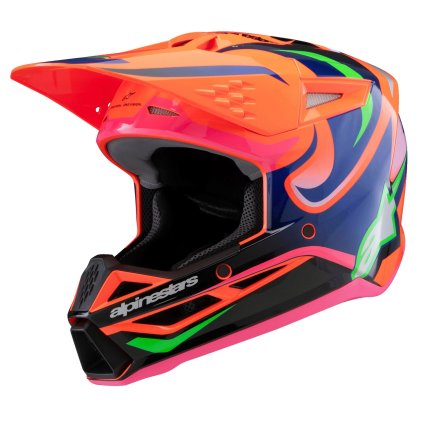 přilba S-M3 edice HAIDEN DEEGAN, ALPINESTARS, dětská (oranžová fluo/fialová/růžová/zelená) 2026 (Velikost S (obvod 48 - 49 cm))