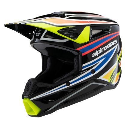 přilba S-M3 WURX, ALPINESTARS, dětská (černá/žlutá fluo/modrá/červená) 2025 (Velikost S (obvod 48 - 49 cm))