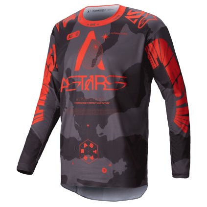 dres RACER HOLLOW, ALPINESTARS (šedá camo/oranžová fluo) 2025 (Velikost S)