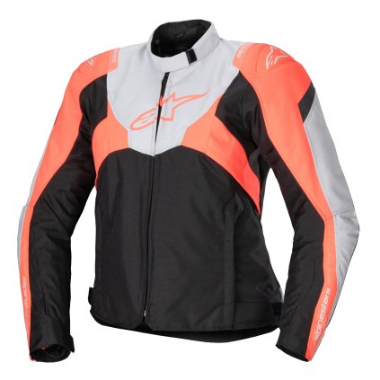 bunda STELLA T-JAWS 4 WATERPROOF, ALPINESTARS (černá/světle šedá/červená fluo) 2025 (Velikost XS)
