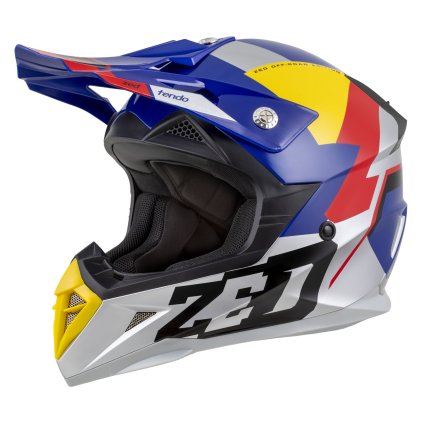 přilba X1.9D TENDO, ZED, dětská (modrá perleť/červená/žlutá/stříbrná) 2025 (Velikost XL (53 cm))