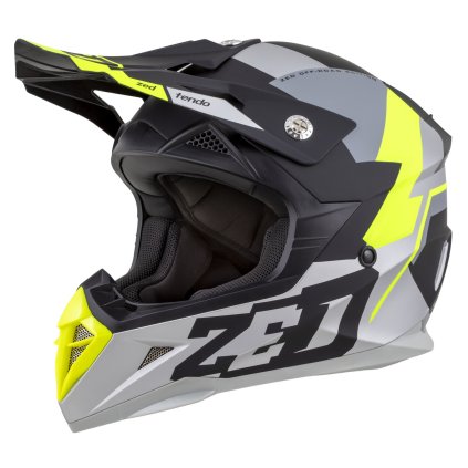přilba X1.9D TENDO, ZED, dětská (černá matná/tmavě šedá/světle šedá/žlutá fluo) 2025 (Velikost XL (53 cm))