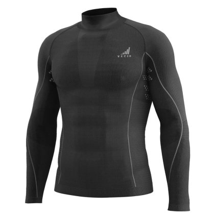 funkční triko s dlouhým rukávem a límcem K-MERINO, unisex TECSO (černá) (Velikost XS/S)