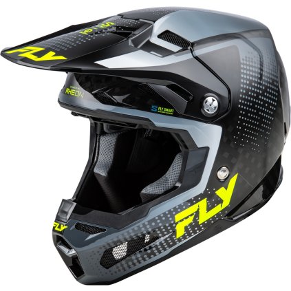 přilba FORMULA S CARBON, FLY RACING - USA (šedá/hi-vis) (Velikost S)