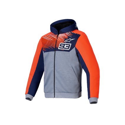 bunda CHROME V2 SPORT HOODIE MM93 kolekce, ALPINESTARS (světle šedá/modrá/červená fluo) 2025 (Velikost XS)