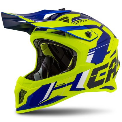 přilba Cross Pro 2 Contra, CASSIDA (žlutá fluo/modrá perleť/černá/bílá) (Velikost M (57 až 58 cm))