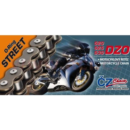 řetěz 525DZO, ČZ - ČR (barva černá, 110 článků vč. nýtovací spojky RIVET)