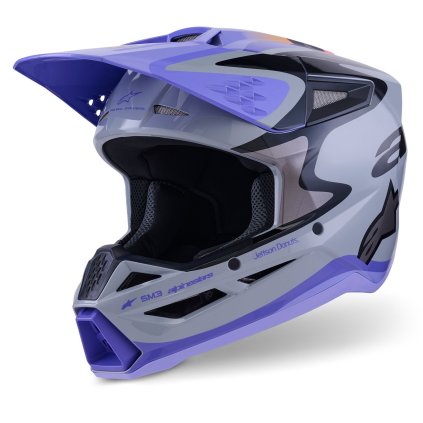 přilba S-M3 edice JETT LAWRENCE, ALPINESTARS (šedá/fialová/černá) 2026 (Velikost XS)