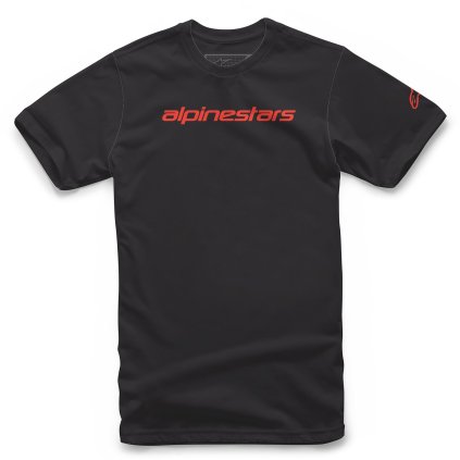 triko LINEAR WORDMARK TEE, ALPINESTARS (černá/červená fluo) (Velikost S)