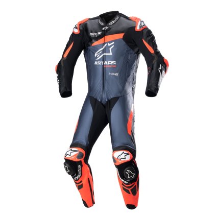 jednodílná kombinéza GP PLUS 4, TECH-AIR kompatibilní, ALPINESTARS (černá/červená fluo/tmavě modrá) 2024 (Velikost 56)