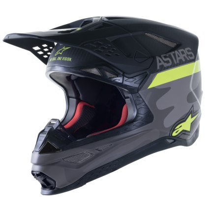 přilba SUPERTECH S-M10 limitovaná edice AMS, ALPINESTARS (šedá/bílá/žlutá fluo/černá) (Velikost XL (obvod 61 - 62 cm))