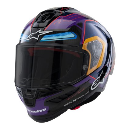 přilba SUPERTECH R10 limitovaná edice MARTINATOR JORGE MARTIN, ALPINESTARS (modrá/fialová/červená/žlutá) 2025 (Velikost 2XL (obvod 63 - 64 cm))