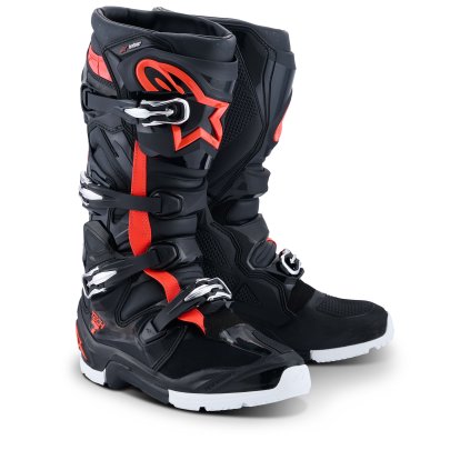 boty TECH 7 ENDURO DRYSTAR, ALPINESTARS (černá/červená fluo/bílá) 2026 (Velikost 38)