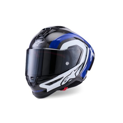 přilba SUPERTECH R10 ARIUS, ALPINESTARS (karbon/modrá/bílá) 2026 (Velikost XL (obvod 61 - 62 cm))