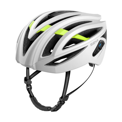 cyklo přilba s headsetem R2, SENA (matná bílá) (Velikost S)
