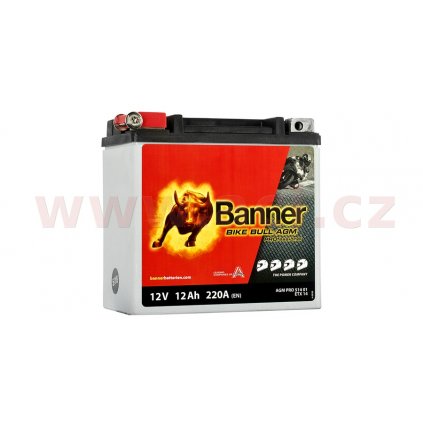 baterie 12V, YTX14-BS, 12Ah, 220A, BANNER Bike Bull AGM PRO 150x88x145