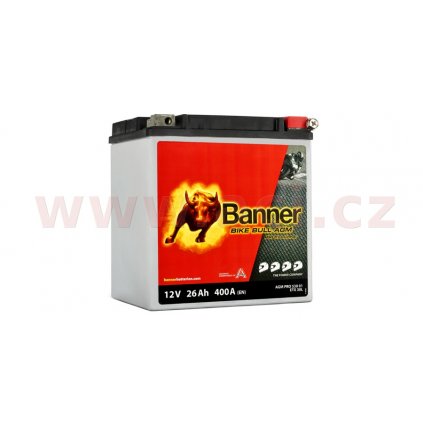 baterie 12V, YIX30L-BS, 26Ah, 400A, BANNER Bike Bull AGM PRO 168x131x197