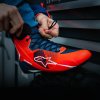 boty FASTER-4 MM93 kolekce, ALPINESTARS (červená fluo/modrá/bílá) 2026 (Velikost 42,5)