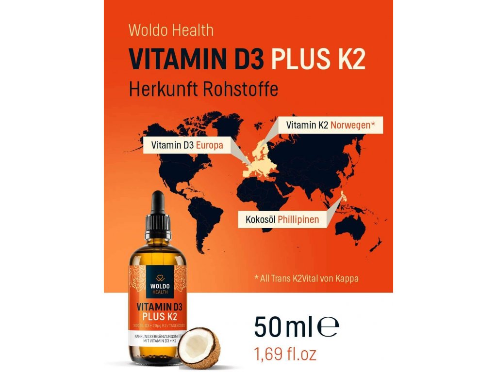  Vitamin  D3 K2 vegetari nsk  kapky  50 ml Woldoshop cz