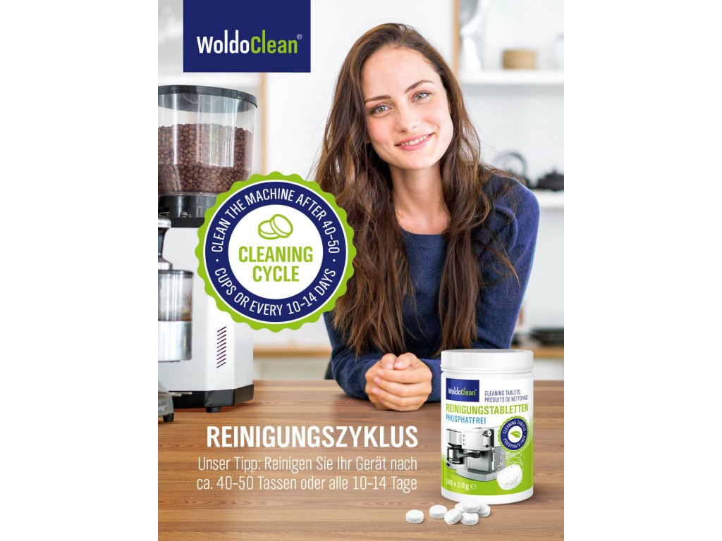 WoldoClean® Čistící tablety pro kávovary 140 tablet bez fosfátů