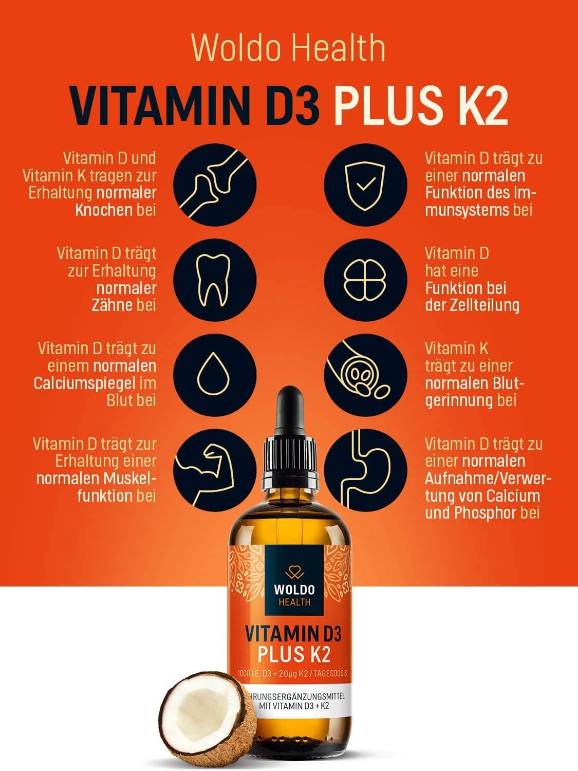 WoldoHealth® Vitamín D3+K2 50ml