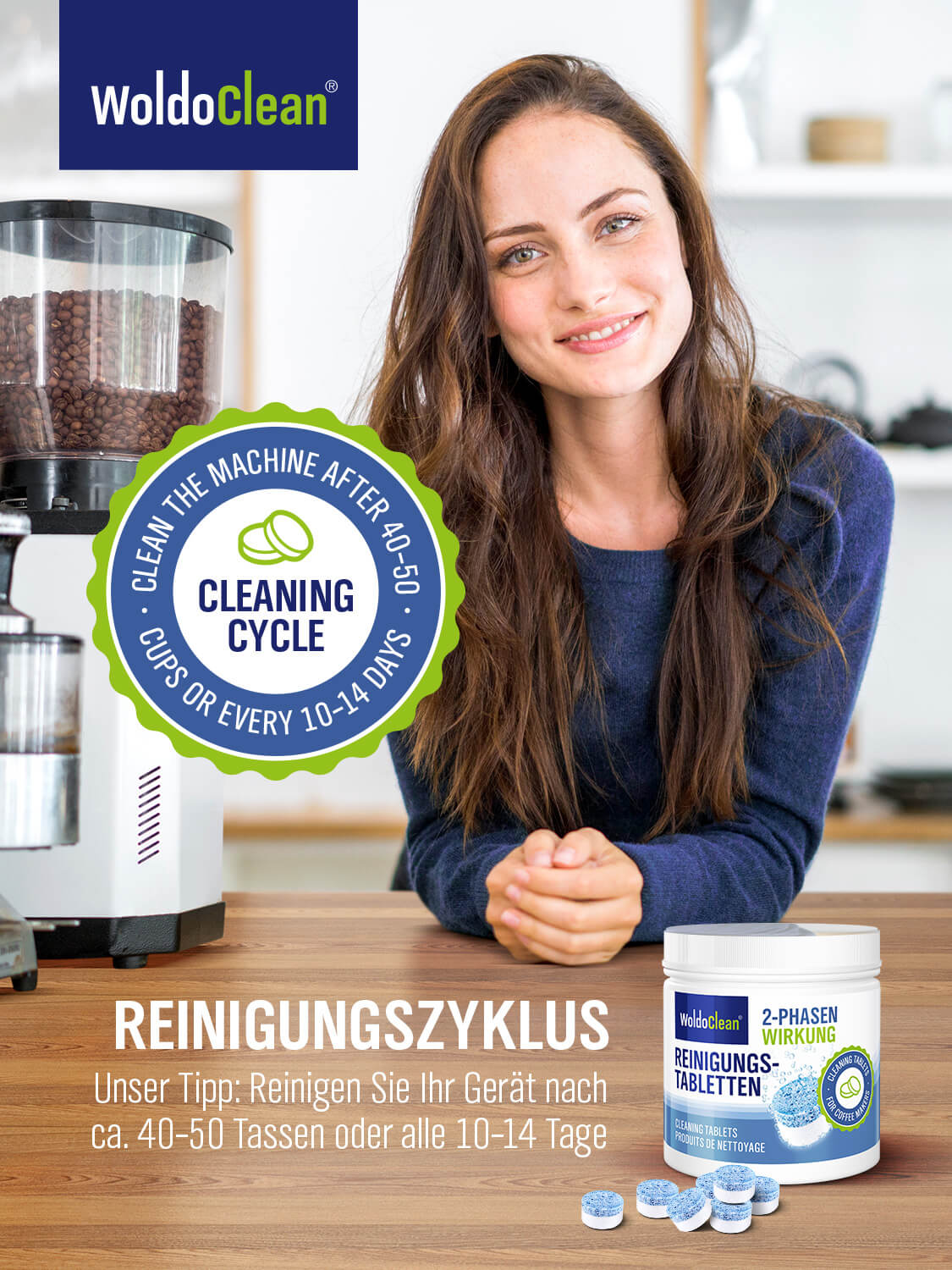 Dvoufázové čistící tablety pro kávovary 25 Tablet kompatibilní s Jura, Delonghi, Bosch, Siemens, Saeco a mnoho dalších.
