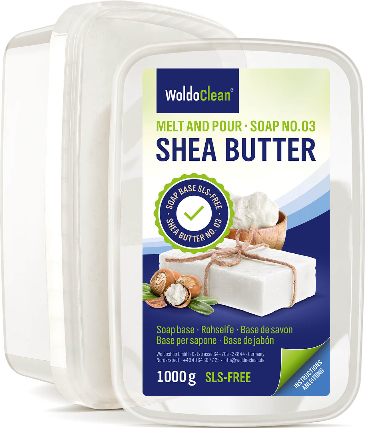 WoldoClean® Glycerinové mýdlo s bambuckým máslem, bez SLS 1kg ZDRAVÍ,KRÁSA,ČISTOTA S15 WCGBM1X1000