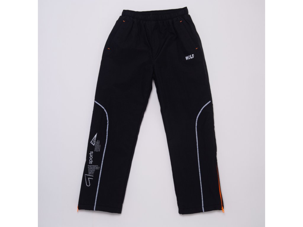 Dětské šusťákové kalhoty s flísem WOLF B2974 - černé (Velikost 128)