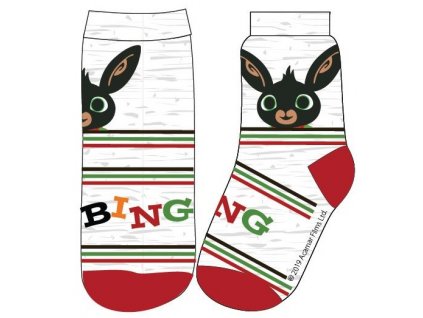 Dětské ponožky ZAJÍČEK BING 5234003 - sv. šedý melír/červená