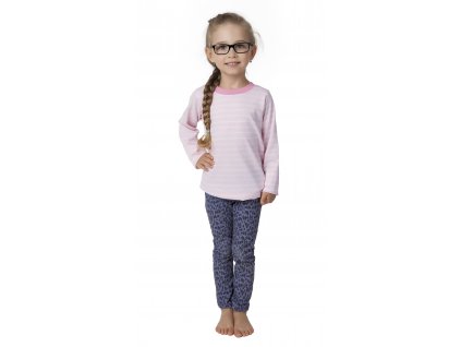Dívčí triko CALVI 17-499 - pruh, růžová/bílá