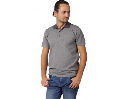 Pánské triko s límečkem CALVI 21-313 - temně šedé