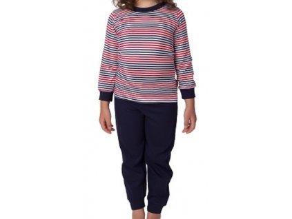 Dětské pyžamo CALVI 20-321 - modrá/červená/bílá - proužky