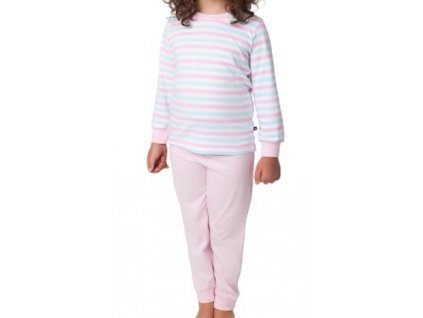 Dětské pyžamo CALVI 20-321 - růžová/bílá/zelinkavá - proužky