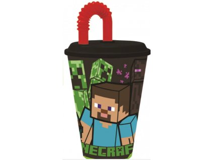 Kelímek s brčkem MINECRAFT 40430 - černá/zelená