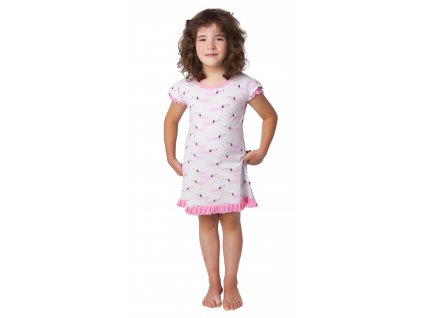 Dívčí noční košile CALVI 20-121 - šedobílá/růžová