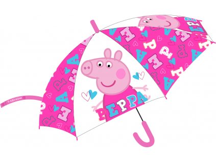 Dětský deštník PEPPA PIG srdíčka 5250859 - růžový/transparentní