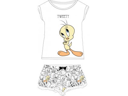 Pyžamo LOONEY TUNES TWEETY 5204687 - krátké/bílé