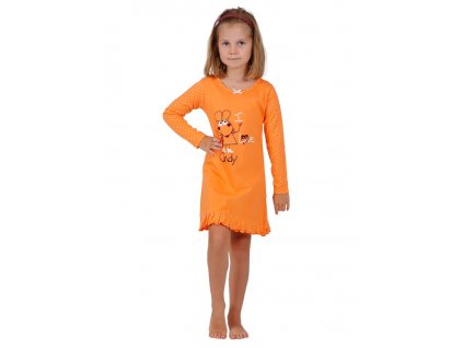 Dívčí noční košile CALVI 22-680 - oranžová/myška
