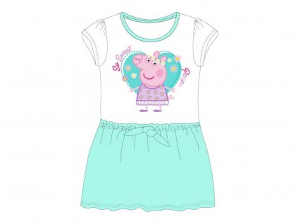Dívčí šaty PEPPA PIG v srdci 5223877 - mentolovobílé