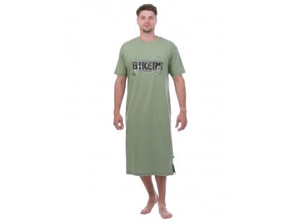Pánská noční košile CALVI - 23-157 - zelená s potiskem