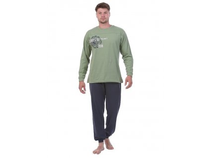 Pánské pyžamo CALVI 23-184 - zelenomodré