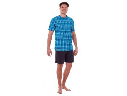 Pánské pyžamo CALVI 24-288 - modrošedé/krátké