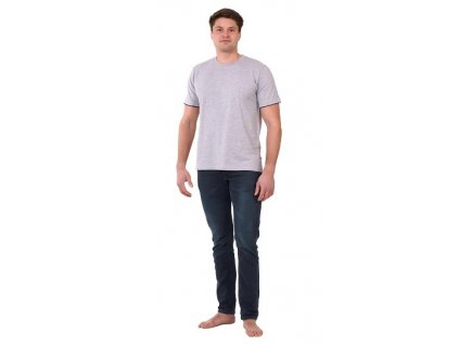 Pánské triko CALVI 24-257 - středně šedý melír