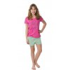 Dívčí pyžamo CALVI 22-251 - růžovo-zelinkavé/krátké