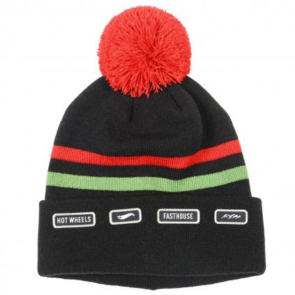 Fasthouse Express Hot Wheels Pom Beanie Black Red1